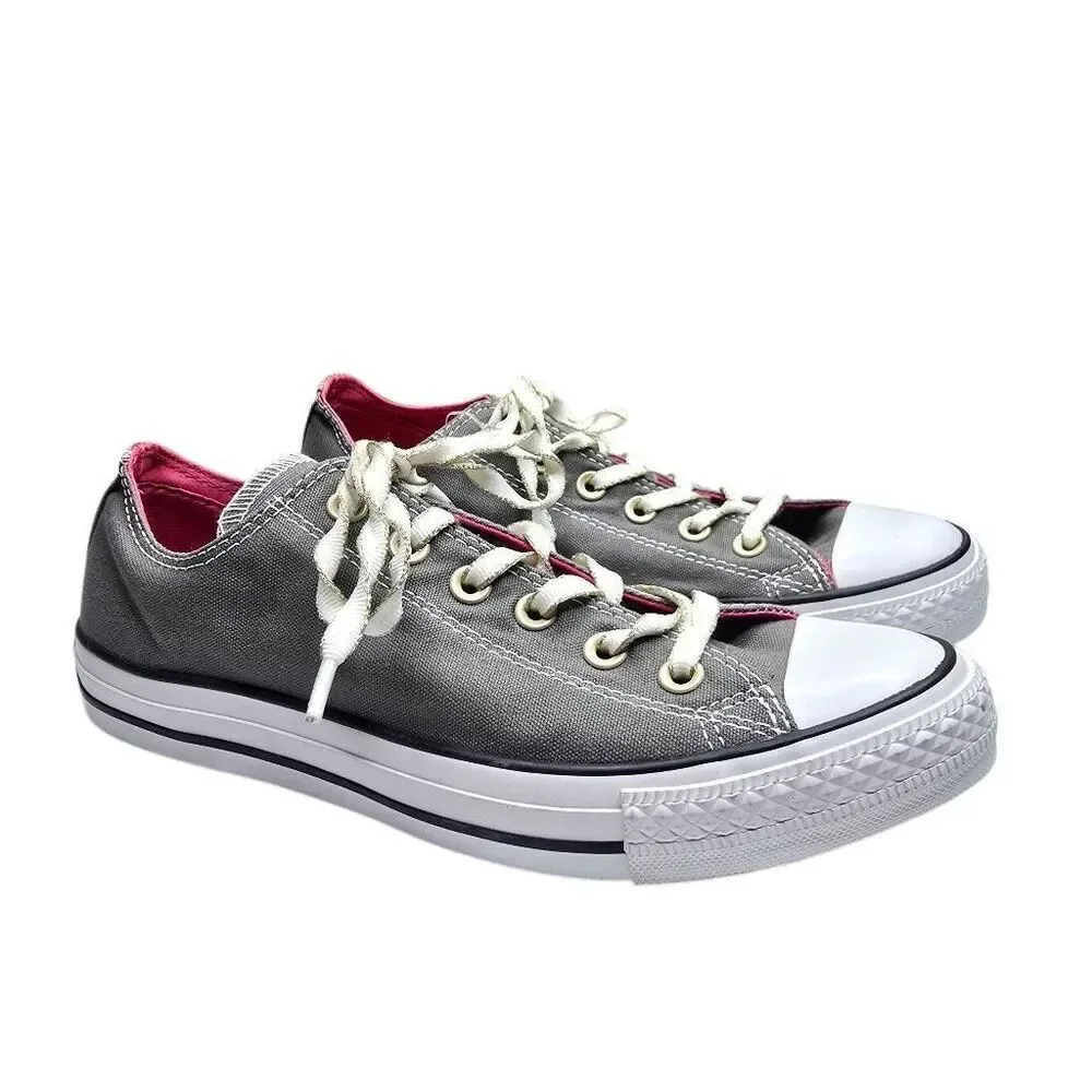 Converse Chuck Taylor All Star Low Double Tongue Sparkle Lace Gray White Pink Sn